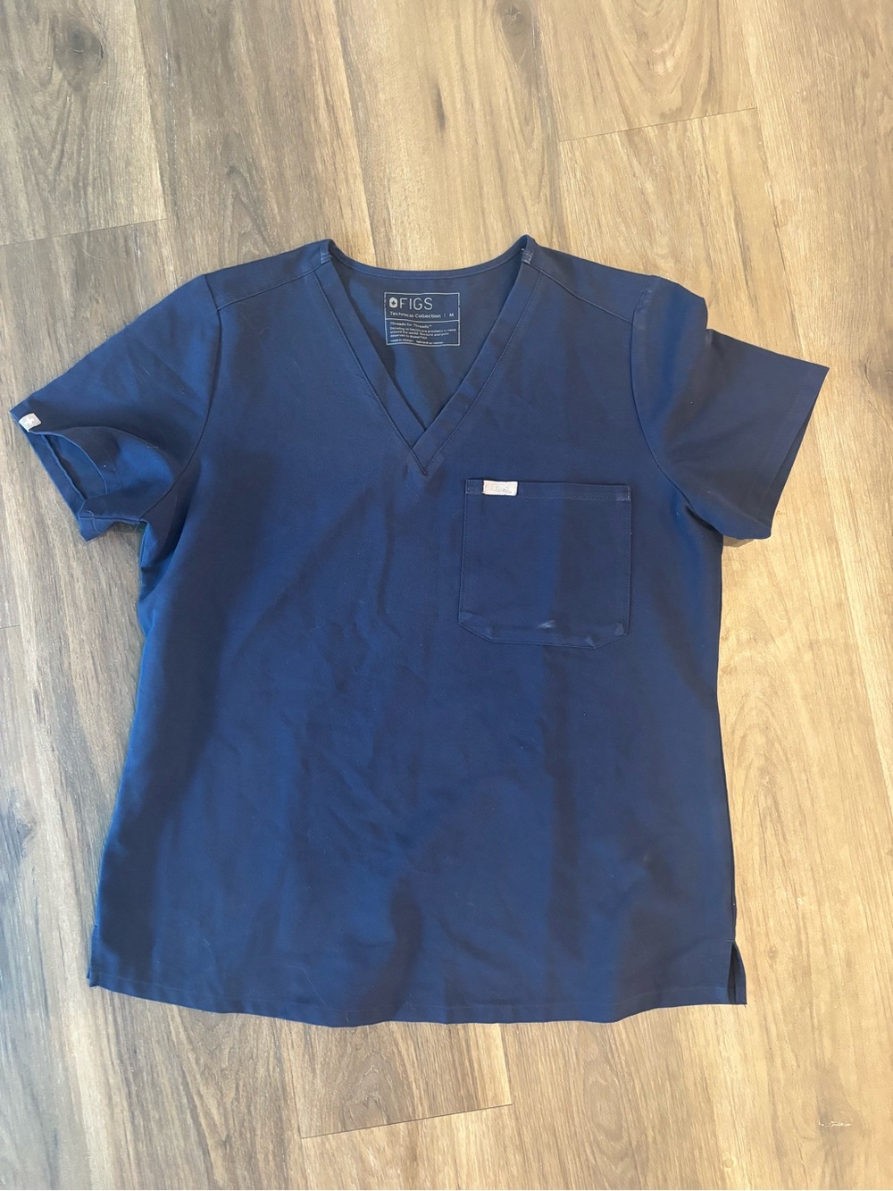 Figs Navy Blue V-Neck Pocket Tee
